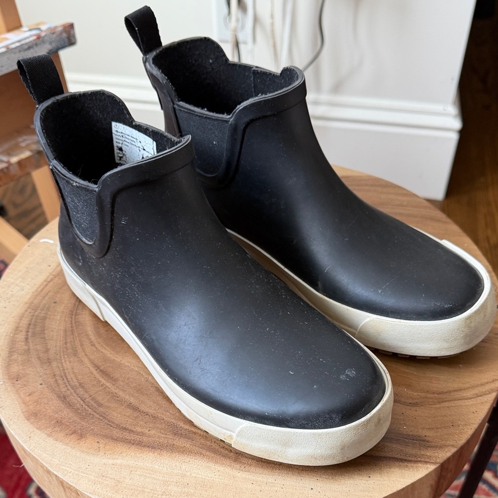 Black Rubber Ankle Boots